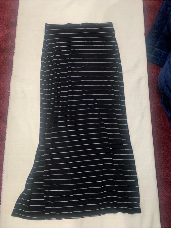 Old Navy Dresses & Skirts - Black & White Striped Maxi Skirt | Stretch Knit Foldover Long Skirt